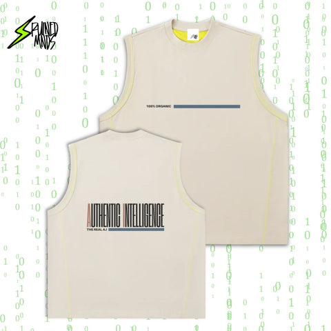RM Real AI Contrast Panel Tank Top (Light Gray w/ Yellow)