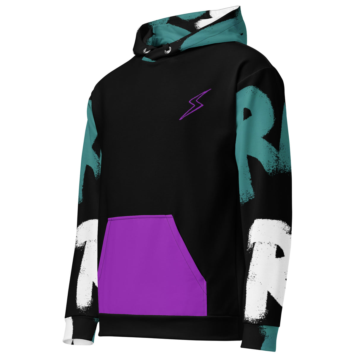 RM Graffiti Purp/Teal Blacked-Out Hoodie