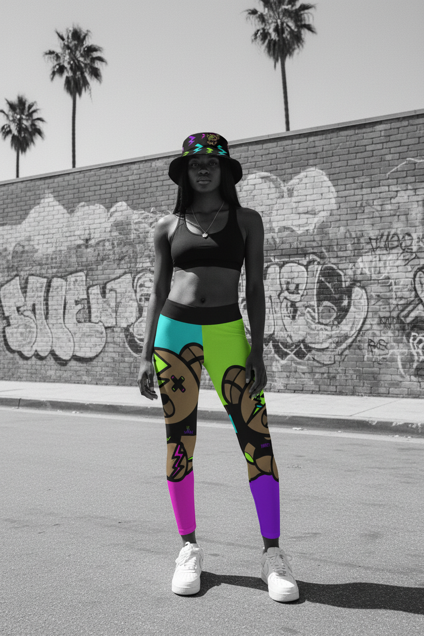 Black Female — Ruined Bear Yoga Pants + Sports Bra + Ruined Bear Bucket