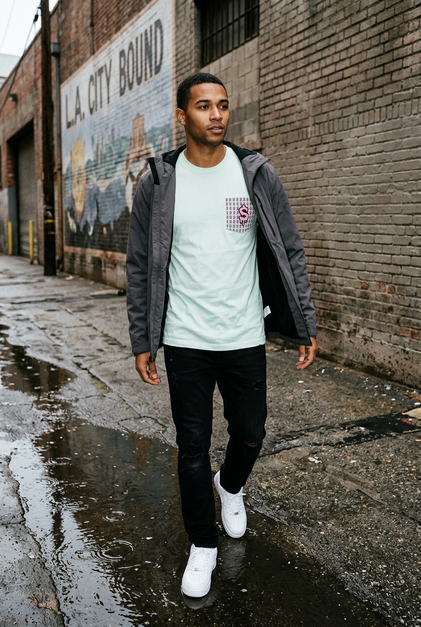 $Drip Mint Pocket Tee editorial