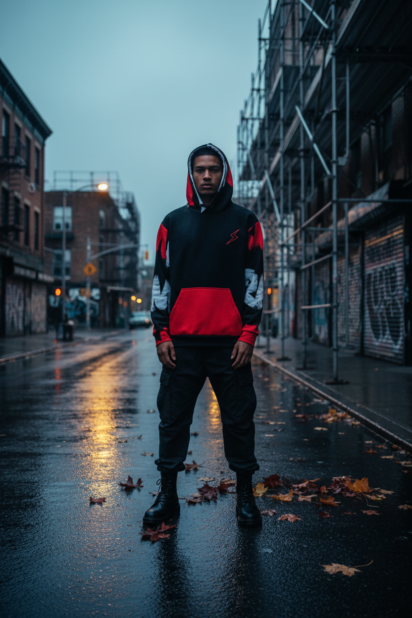 Graffiti Red Blacked-Out Hoodie
