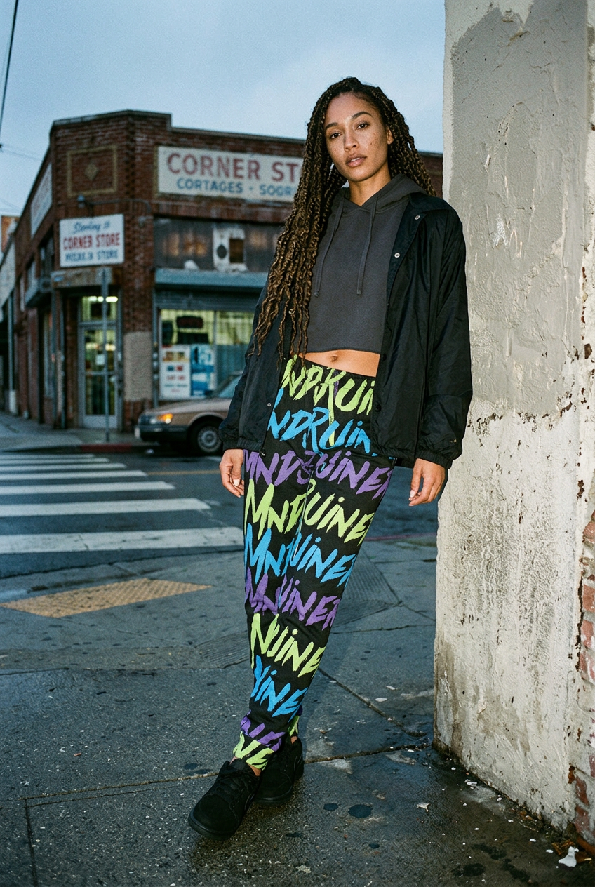 Neon joggers additional streetwear editorial