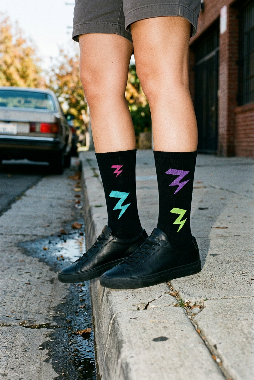 Neon socks women's street editorial