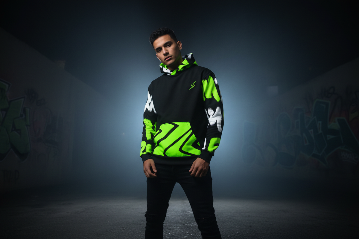 RM Graffiti Neon Green Hoodie Banner