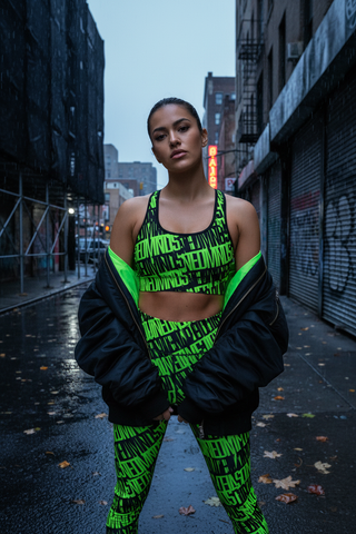 Roots Block Green/Blk Sports Bra