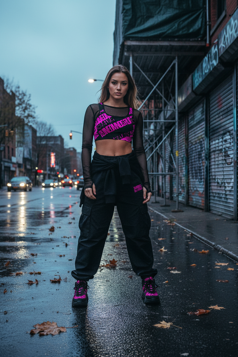 Roots Block Pink/Blk Sports Bra