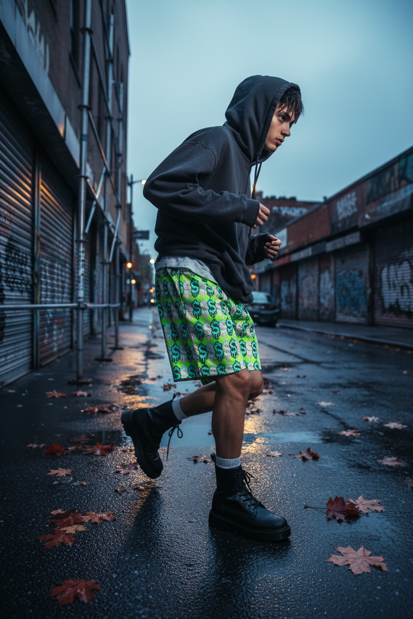 Roots $Drip Grn/Pnk Jogger Shorts