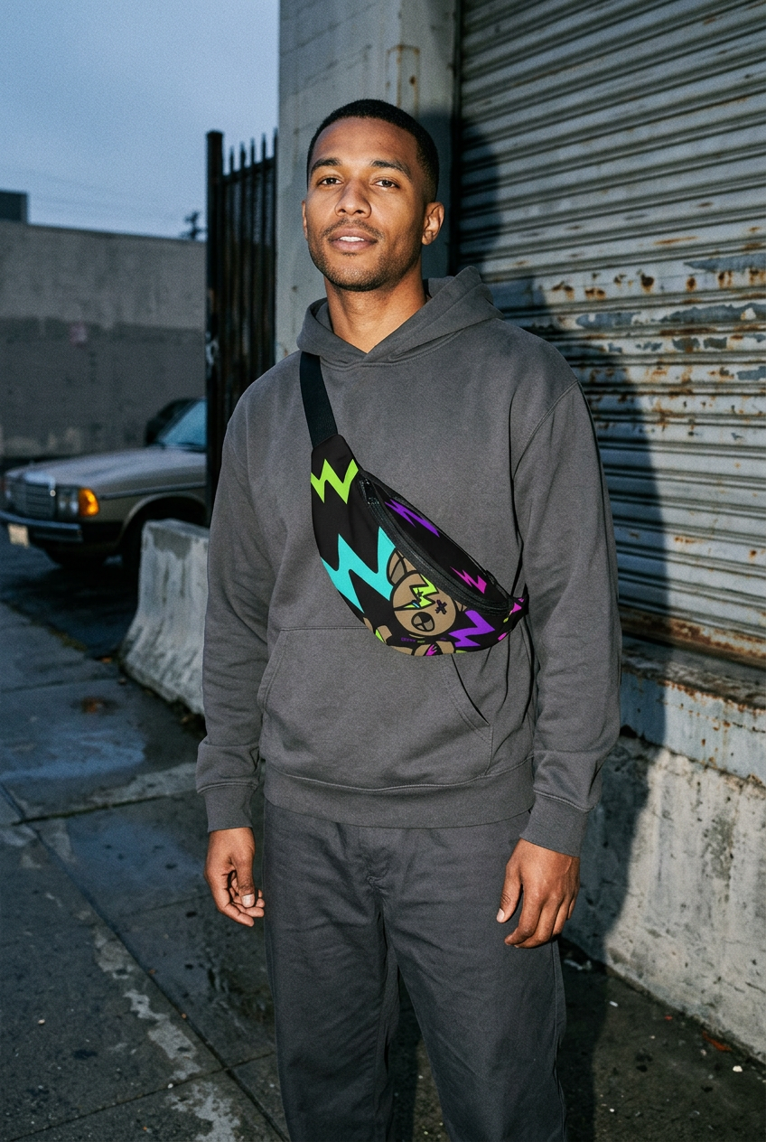 Ruined Bear crossbody bag men's street editorial