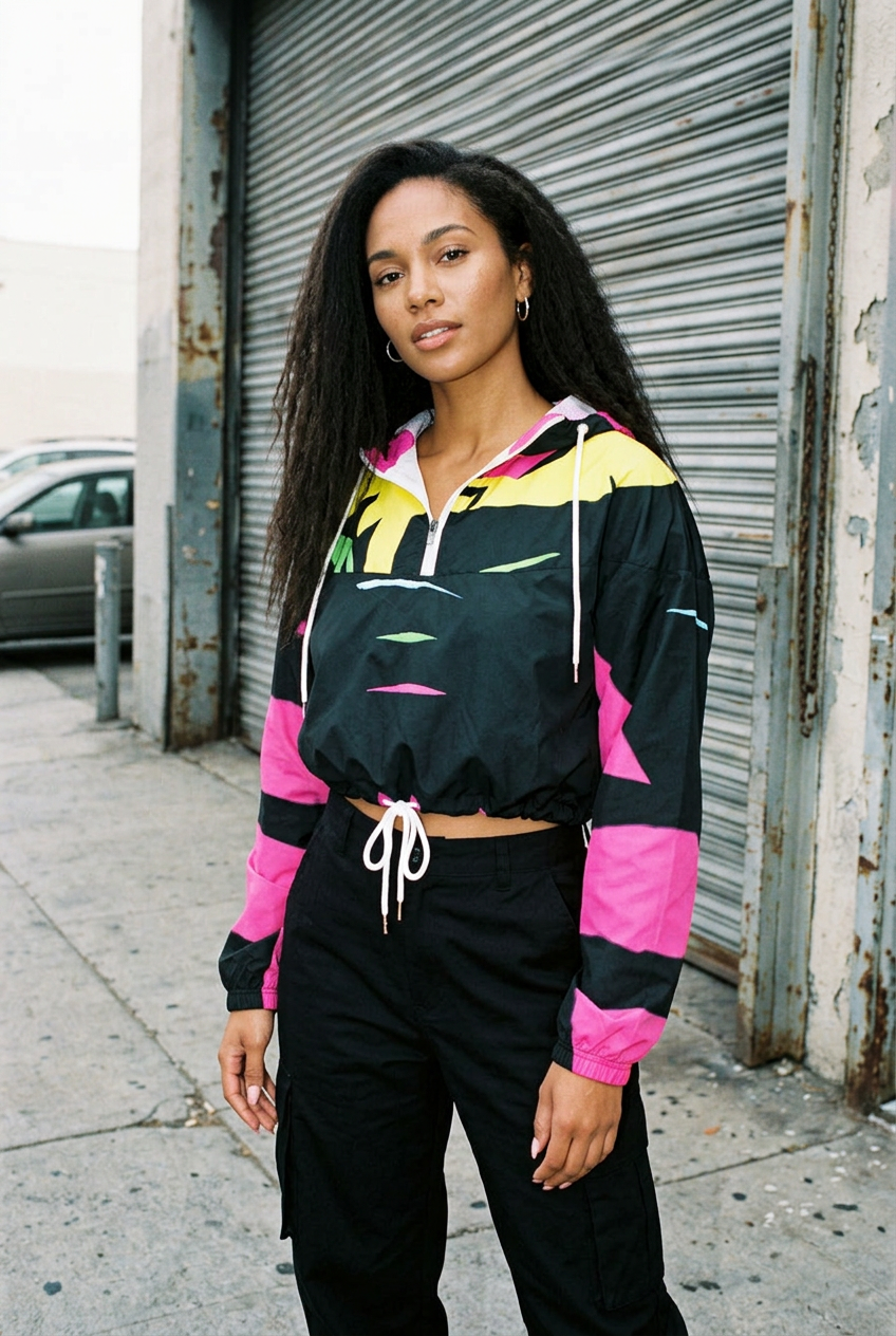 Skull cropped windbreaker front editorial