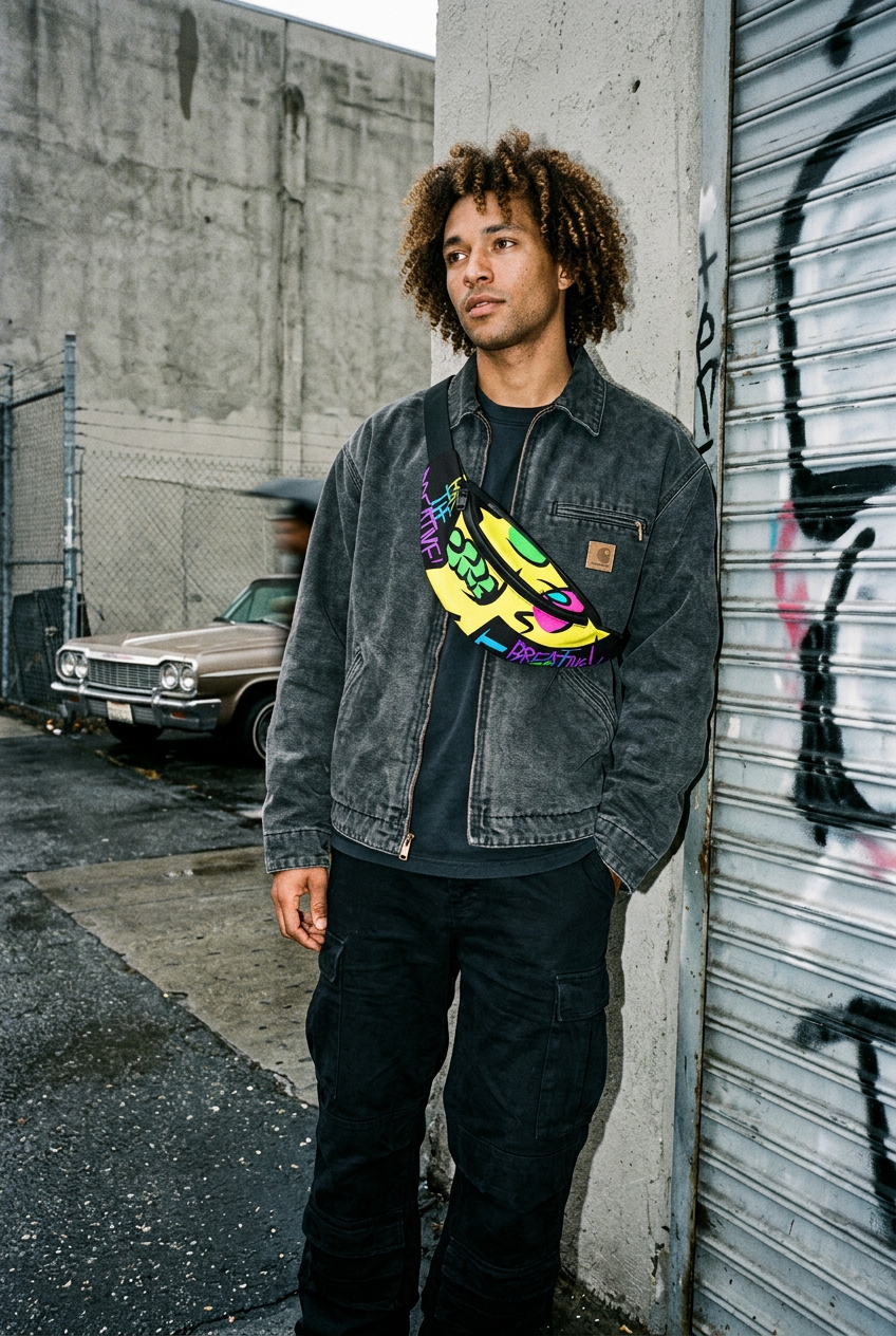 Skull crossbody men's original streetwear aesthetic