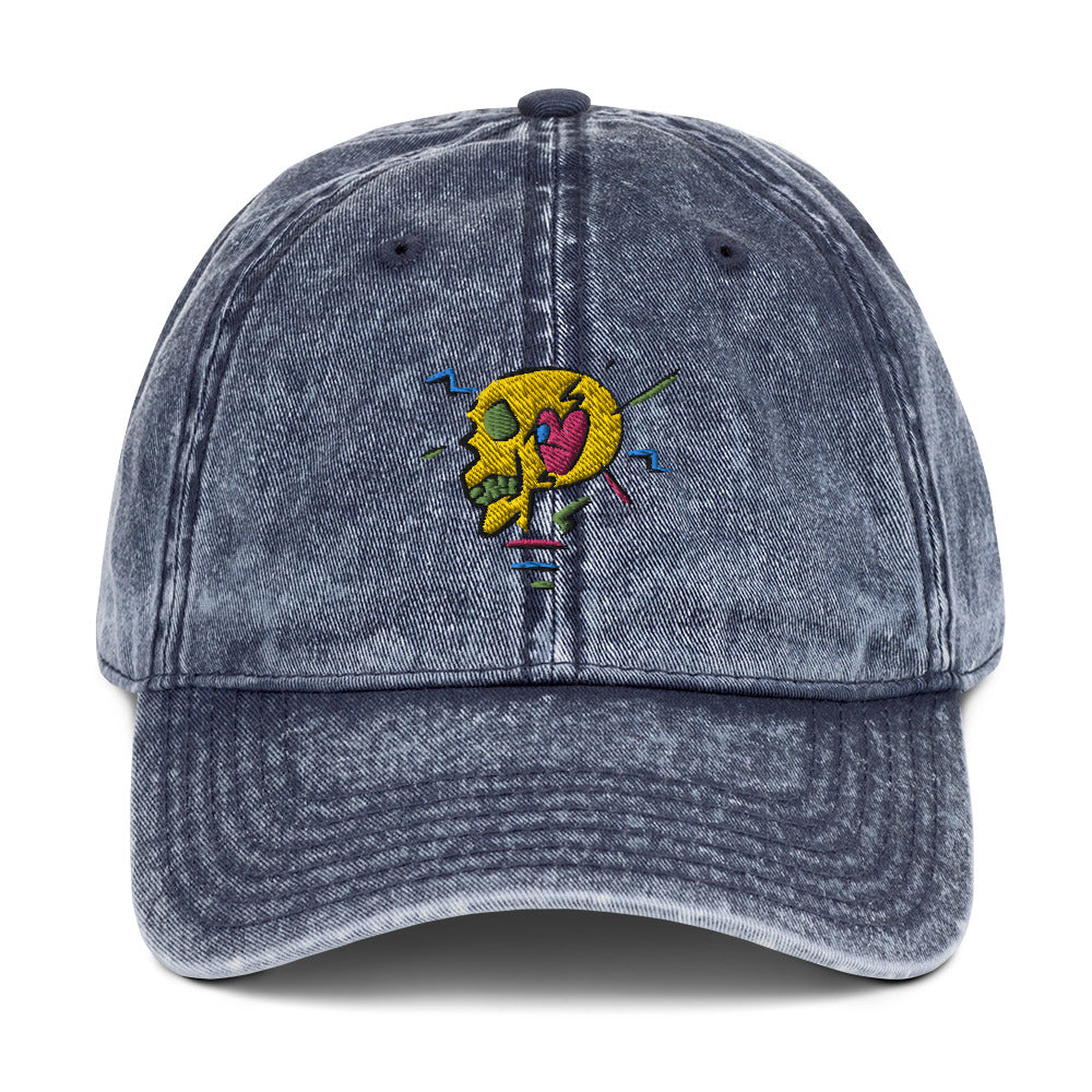 Sombrero de papá de mezclilla vintage RM Skull